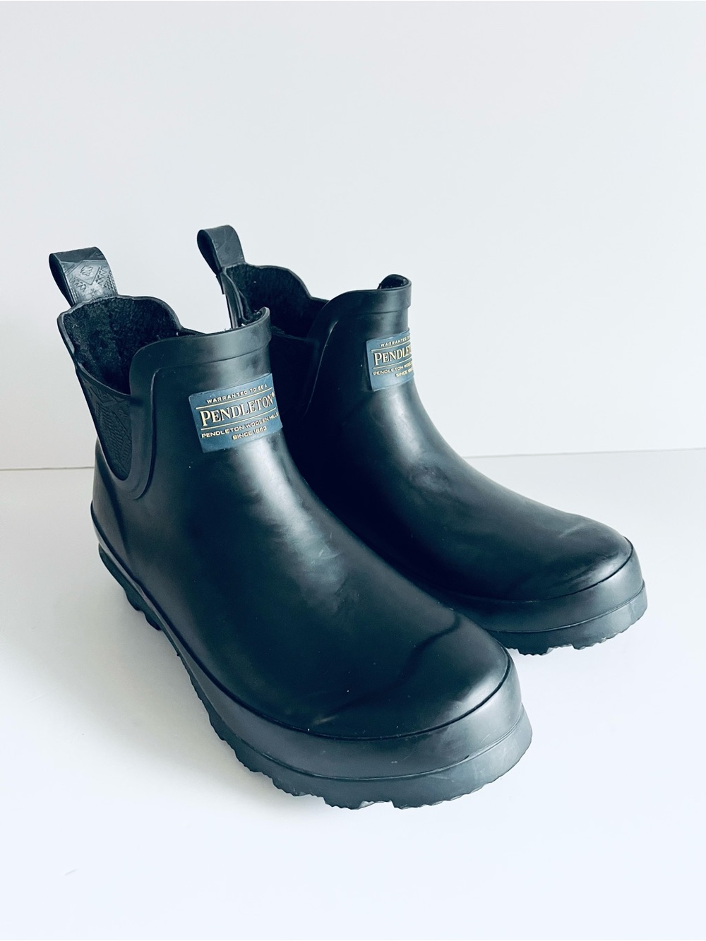 Pendleton Waterproof Chelsea Rain Boots Wool Lined Size 9 Black